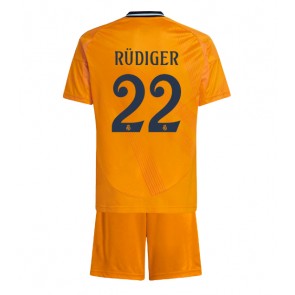 Billiga Real Madrid Antonio Rudiger #22 Bortatröja Barn 2024-25 Kortärmad (+ Korta byxor)